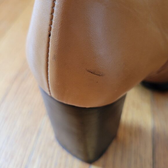 Bruno Valenti DARCY Block Heel Leather Boots 10 Camel Tan Vintage‎ Brazil Chunky - Picture 8 of 12